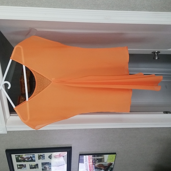 Studio Y orange blouse with sequins and a longer flowy back detail. Very pretty - Picture 2 of 4